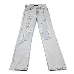 Aeropostale‎ Jeans Womens 4 Light Wash 90s Baggy Distressed Ripped Denim Grunge